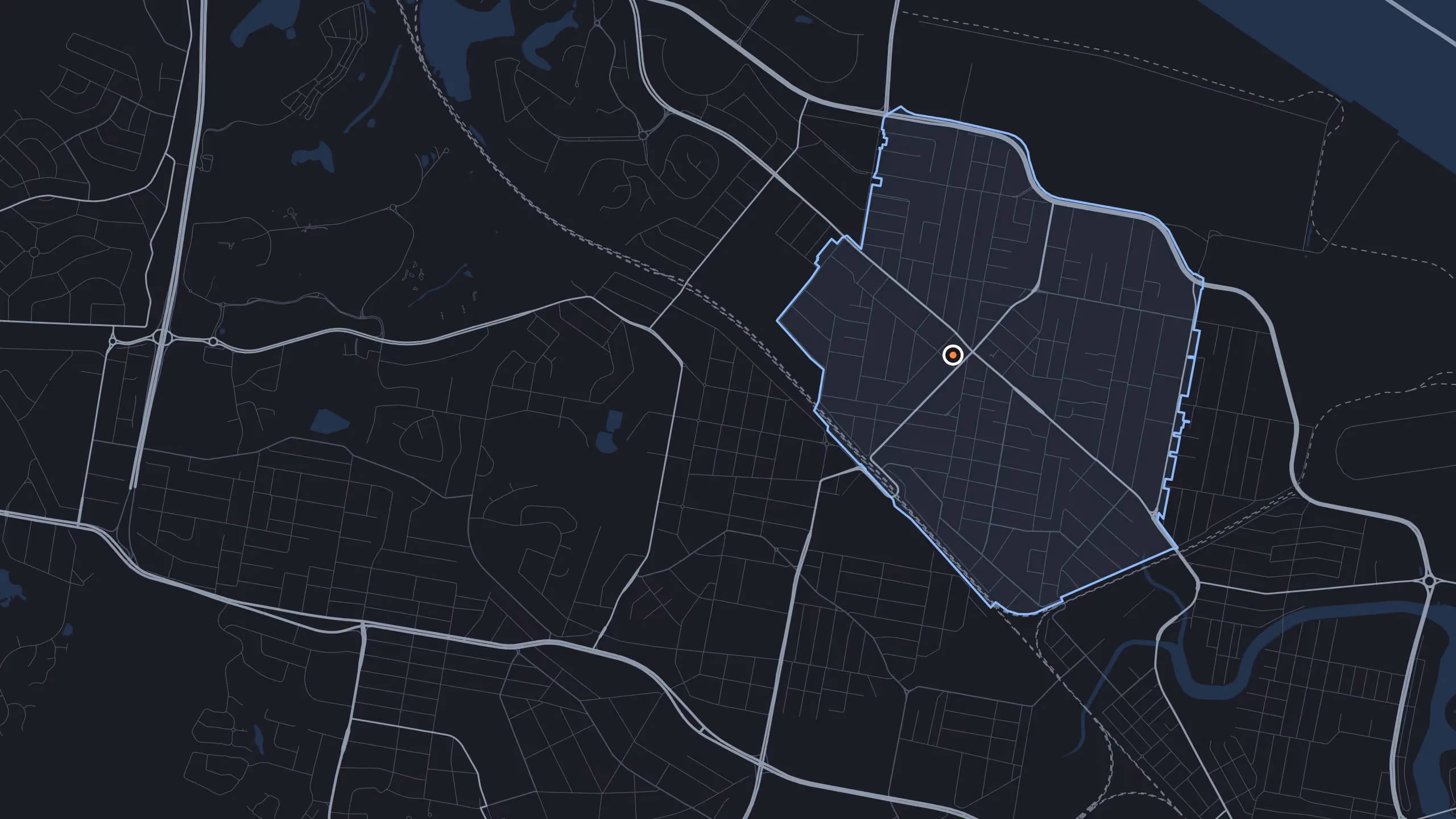 A street map of Mayfield with the suburb outlined