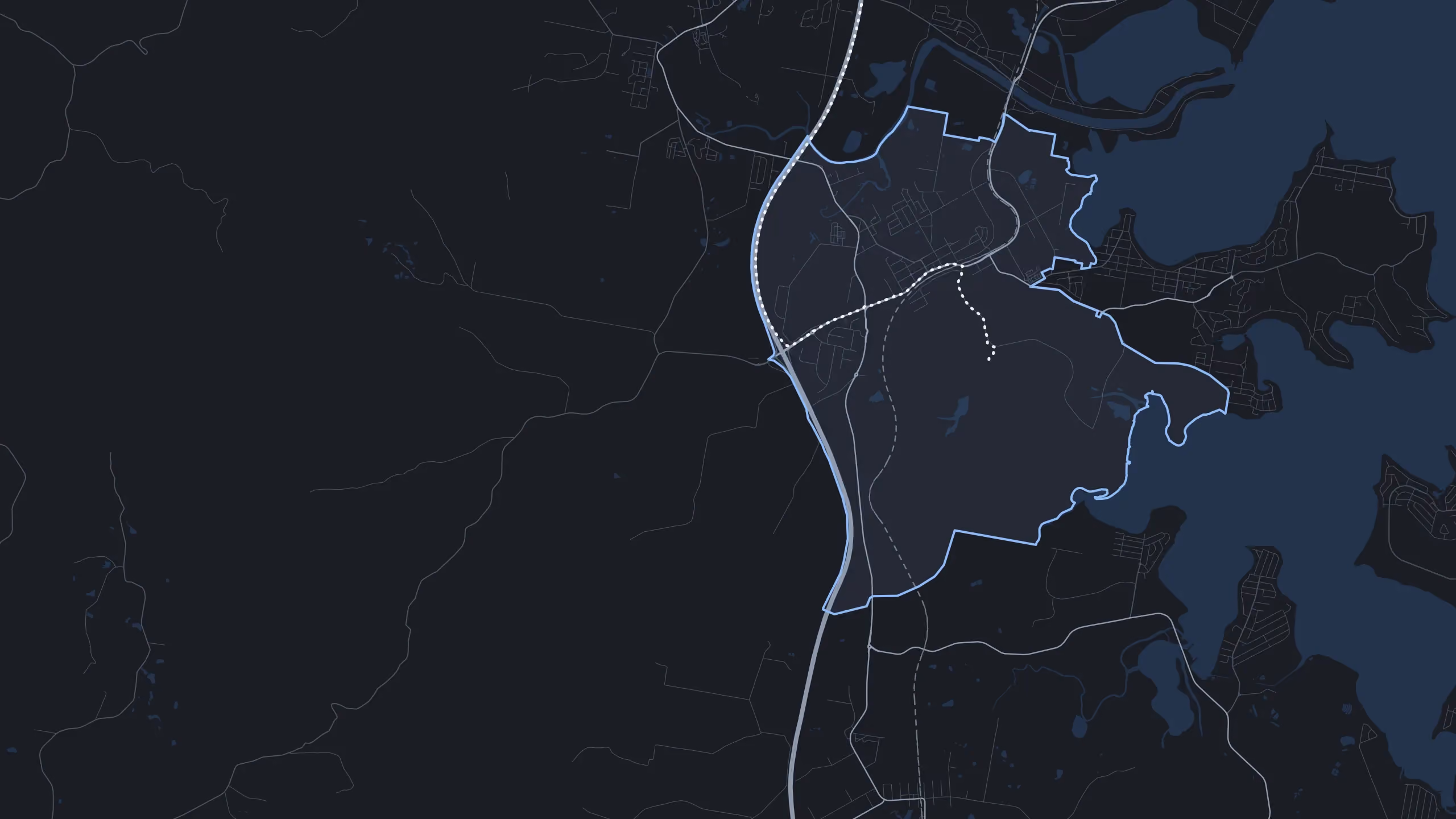 A street map of Morisset with the suburb outlined, and the drive in from Mayfield